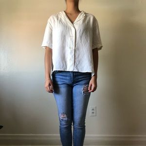 Uniqlo Linen Blend Short-sleeve Shirt